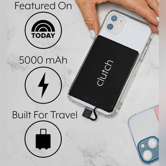 Clutch Pro Lightning, Black, Phone Charger 5000mAh Ultra Thin Magnetic Portable - Picture 4 of 4